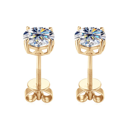 10K/14K Gold Four-Prong Screw Back Moissanite Earrings
