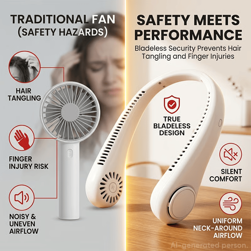 🔥Last Day 60% OFF🔥🍃360° Portable Bladeless Neck Fan